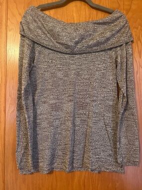 White House Black Market Metallic Off-the-Shoulder Knit Sweater